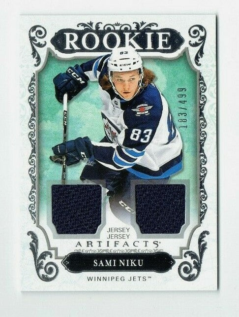 2018-19 UD Artifacts Materials Silver Jersey Rookie #175 Sami Niku 183/499 JETS