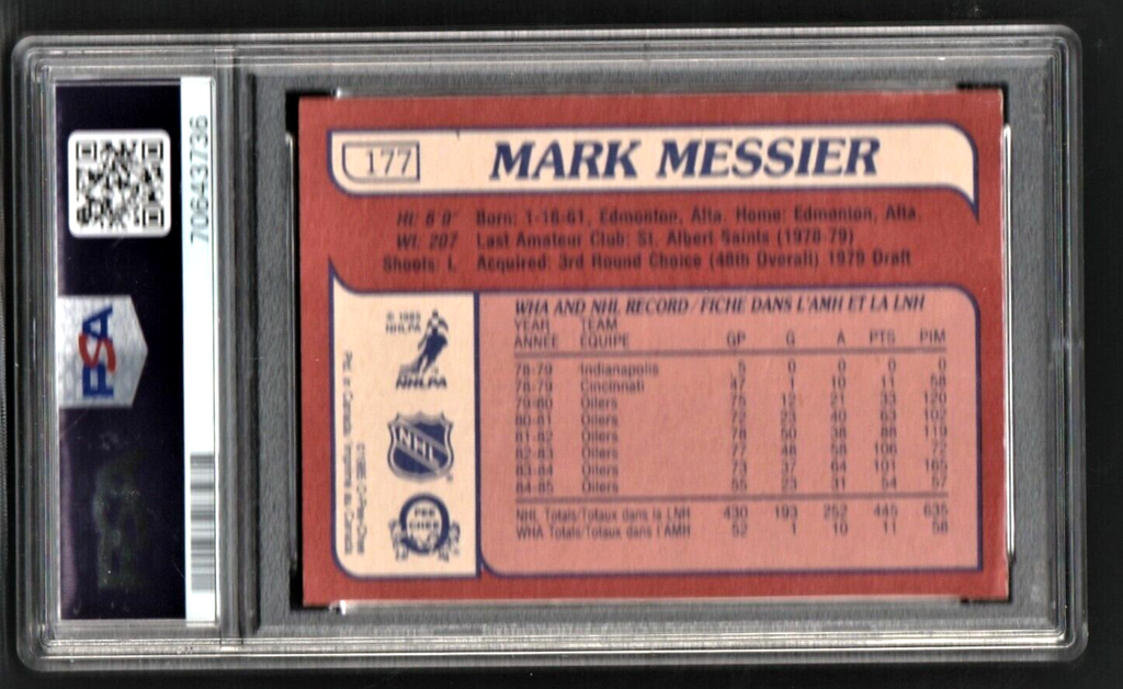 1985 O-Pee-Chee Hockey  -  Mark Messier  #177  -  PSA 5 EX   -   Edmonton Oilers