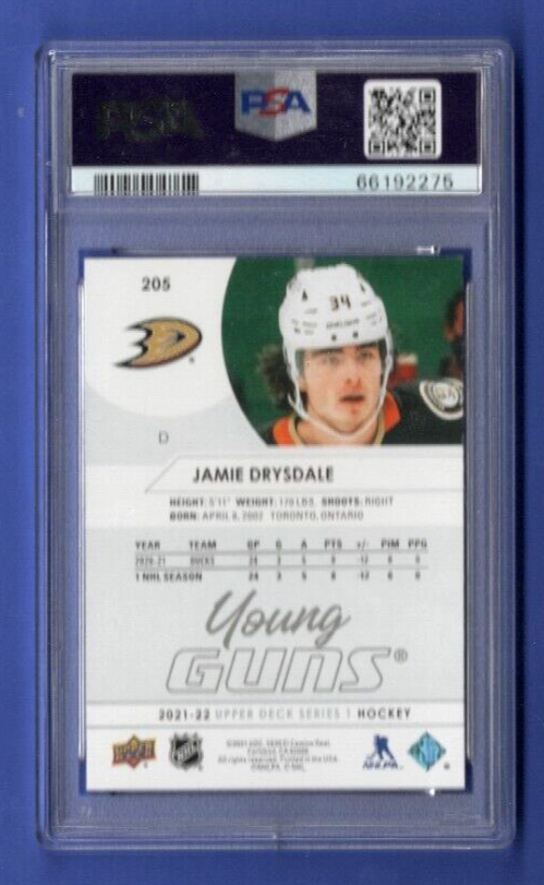 2021 Upper Deck 205 Jamie Drysdale YOUNG GUNS MINT PSA 9    ANAHEIM DUCKS ROOKIE