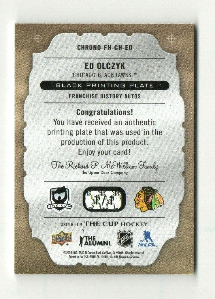 2018-19 The Cup Chronology Masterpieces 1/1 - ED OLCZYK -  Black Printing Plate