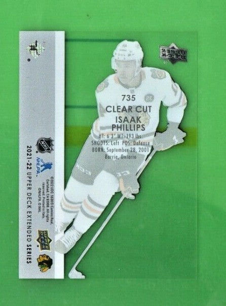2021-22 Upper Deck Extended Isaak Phillips Clear Cut Young Guns RC #735 Chicago