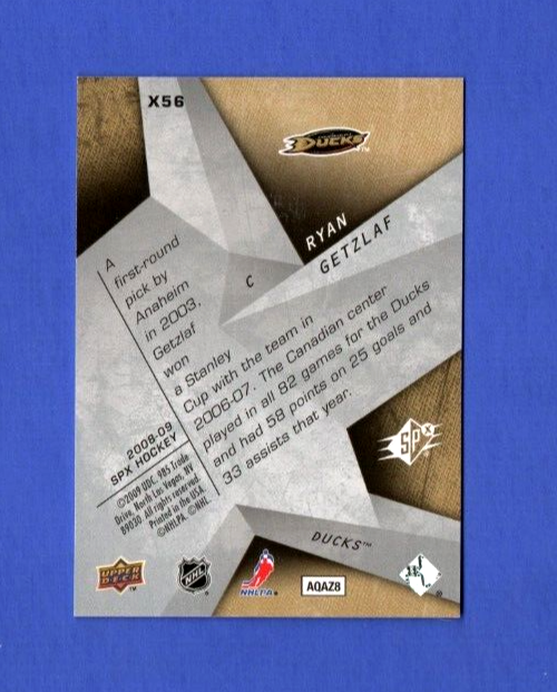 2008-09 SPx SPxcitement #X56   -  Ryan Getzlaf   -  402/999   -    Anaheim Ducks
