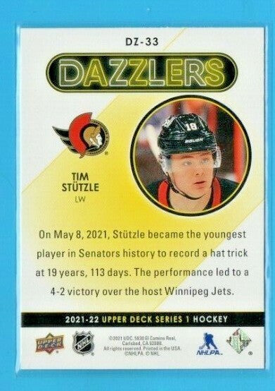 2021-22 Upper Deck Series 1 Red Dazzlers #DZ-33 Tim Stutzle  -  Senators