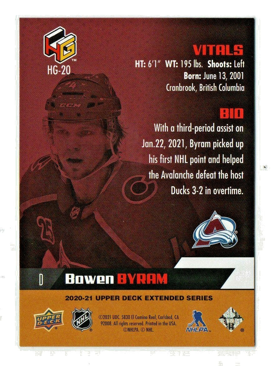 2020/21 Upper Deck Series 3 Extended Bowen Byram Gold HoloGRFx Rookie Card - Avs