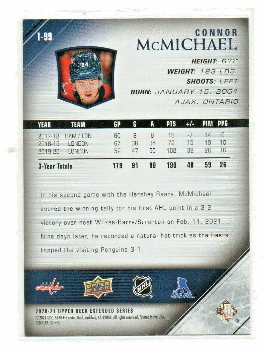  2020-21  UD extended series 2005-06 young guns tribute Connor McMichael  T-99