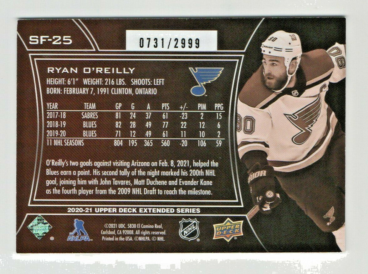 2020-21 Upper Deck Extended Spx Finite #SF-25 Ryan O'reilly  0731/2999 