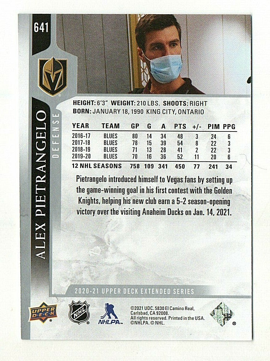 2020-21 Upper Deck Extended Series Alex Pietrangelo Photo Variation Insert Card 