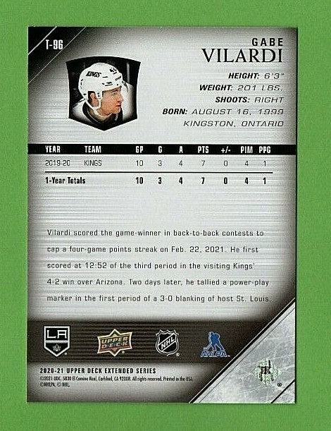 2020-21 Upper Deck Extended Series Gabe Vilardi 05-06 TRIBUTE YOUNG GUNS RC 