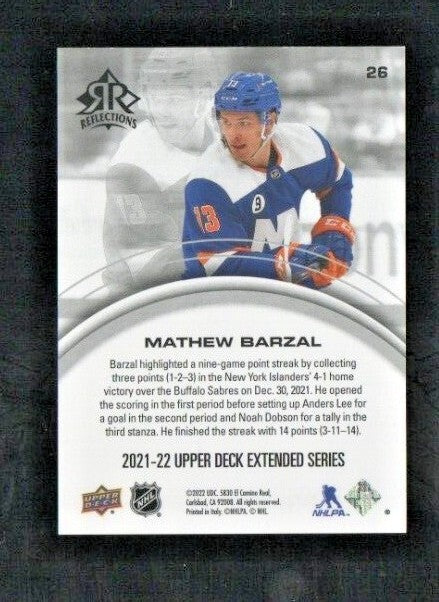 MATHEW BARZAL  2021-22 UD Extended Triple Dimension   RUBY   Reflections 192/500