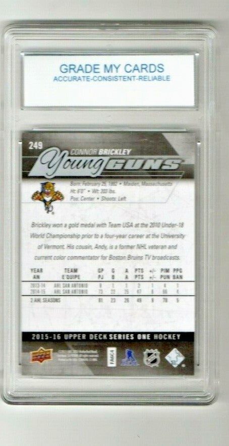 Connor Brickley 2015-16 Upper Deck Young Guns SP Rookie Card #249 GEM MINT 10