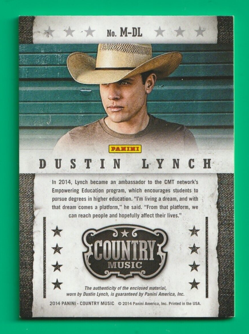 2014 Panini Country Music   Musician Materials Gold #M-DL  -  Dustin Lynch 65/99