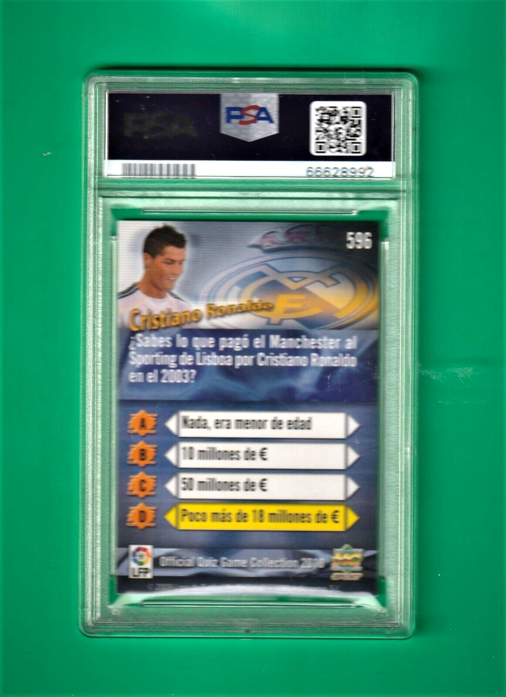 2009 Mundi Cromo Campeonato Nacional De Liga Blue   Cristiano Ronaldo #596 PSA 7