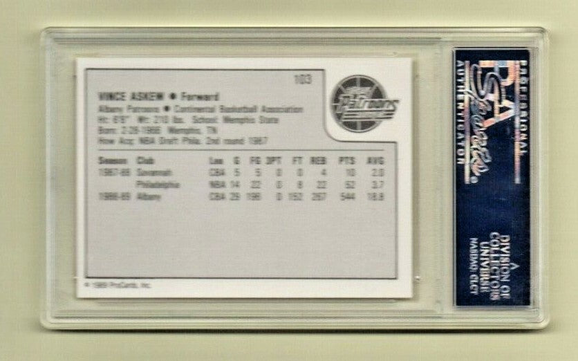 1989-90 ProCards CBA #103 - Vincent Askew - #2  Albany Patroons -  PSA GEM-MT 10