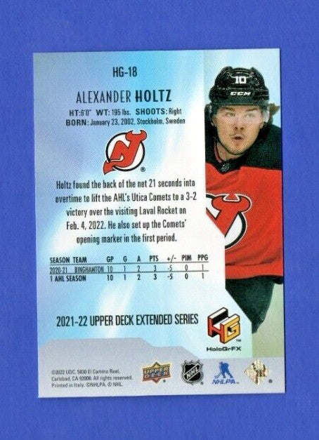 2021-22 Upper Deck Extended Alexander Holtz HoloGrFX Gold Rookie SP #HG-18 Devil