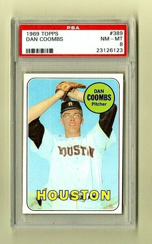 1969 Topps #389 - Dan Coombs - Houston Astros Pitcher  - PSA 8  NM/MT