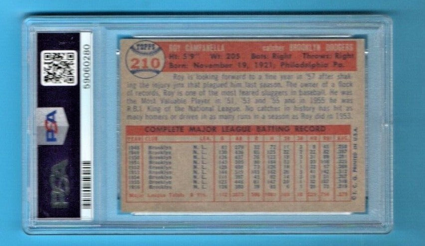 1957 Topps Baseball Roy Campanella #210 PSA EX-MT 6 Brooklyn Dodgers  - MLB HOF