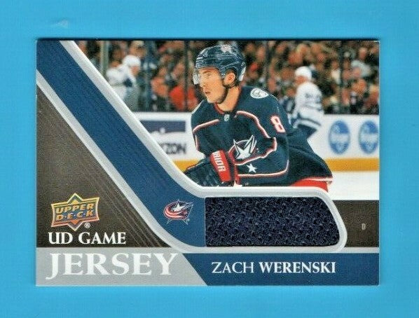 Zach Werenski 2020-21 Upper Deck Series 1 UD Game Jersey GJ-ZW - Blue Jackets 