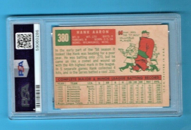 1959 Topps  - Hank Aaron -  #380  -  PSA   VG-EX 4  -  Milwaukee Braves  HOF