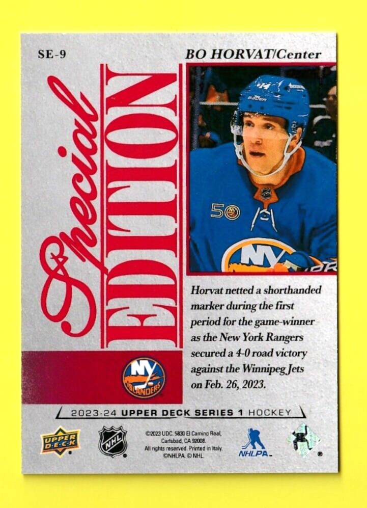 Bo Horvath   2023-24 UD Series 1  -  Special Edition Red    #SE-9   -  Islanders