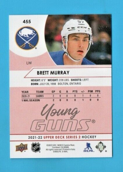2021-22 Series 2  Exclusives Young Guns #455 Brett Murray 032/100 - Sabres