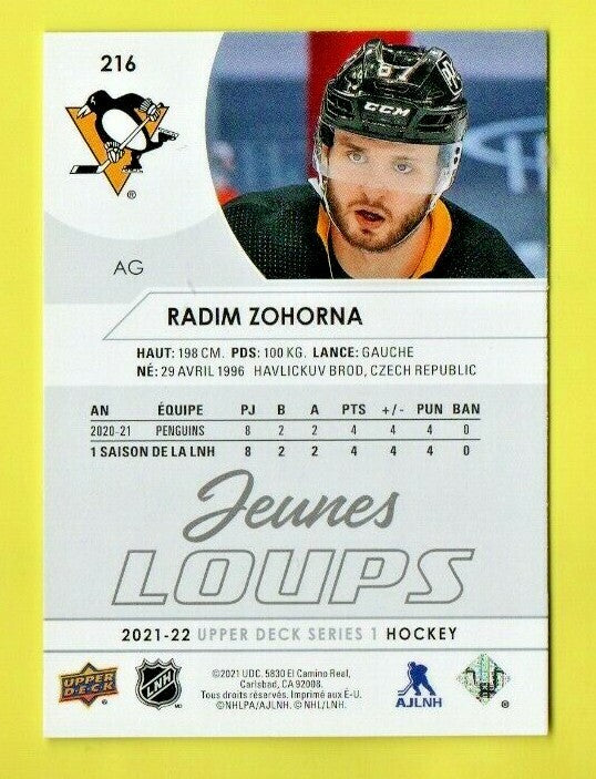  2021-22 Series 1 Young Guns French Jeunes Loups 216  Radim Zohorna  -  Penguins