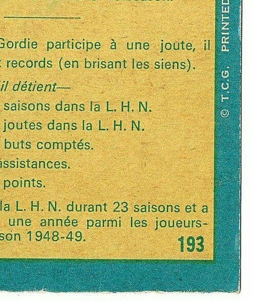 1969-70 OPC O PEE CHEE # 193 GORDIE HOWE RARE WITH/NO MR HOCKEY 