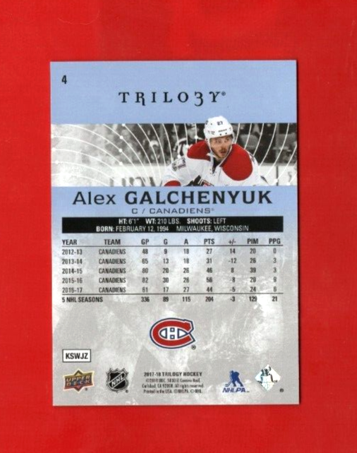 2017-18 Upper Deck Trilogy Blue #4  Alex Galchenyuk   602/999 Montreal Canadiens