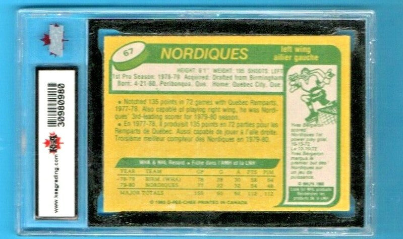 MICHEL GOULET RC 1980/81 OPeeChee #67 Quebec Nordiques HOF Rookie  KSA NM/MT 8