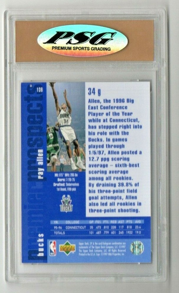 Ray Allen 1996 Upper Deck SP Rookie RC #136  1996-97 HOF PSG 9 MINT - Bucks