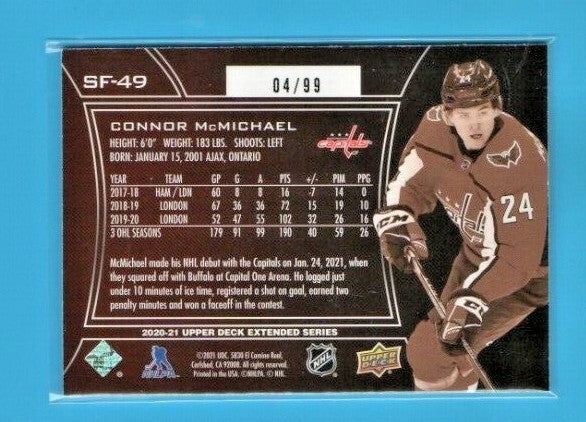 2020-21 Upper Deck Extended SPx Finite SF-49 Connor McMichael Washington 04/99