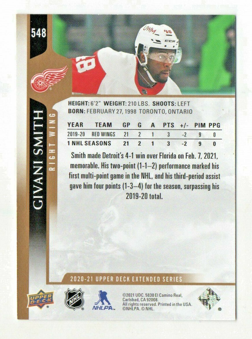 GIVANI SMITH -  High Gloss 05/10 2020-21 Upper Deck Extended Series #548 Detroit