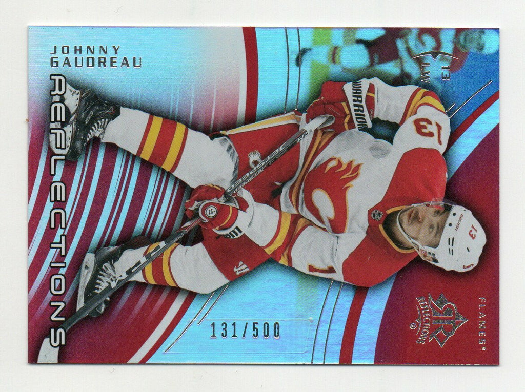 2020-21 UD Extended Series Reflections Ruby #8 Johnny Gaudreau 131/500 - Flames
