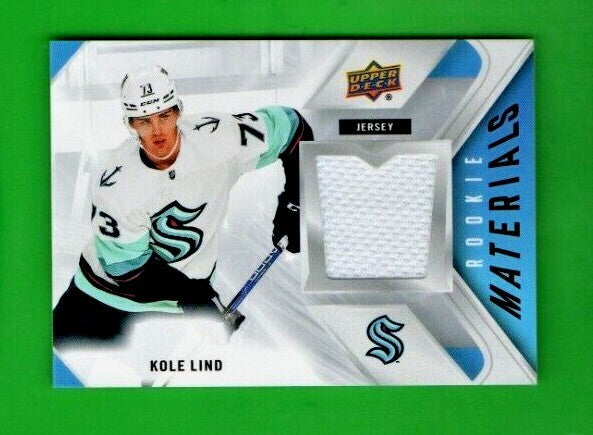 Kole Lind Rookie 2021-22 Upper Deck Series 2 Rookie Materials White RM-KL Kraken