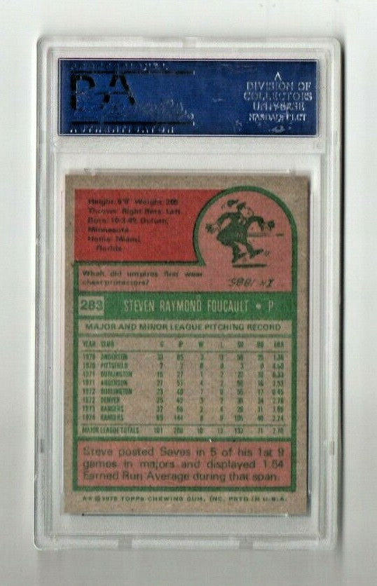 1975 Topps #283 Steve Foucault Texas Rangers PSA 8 NM-MT