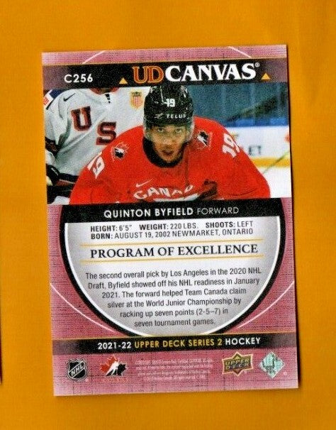 Quinton Byfield  21-22 UD Series 2 Canvas Team Canada Program of Excellence C256