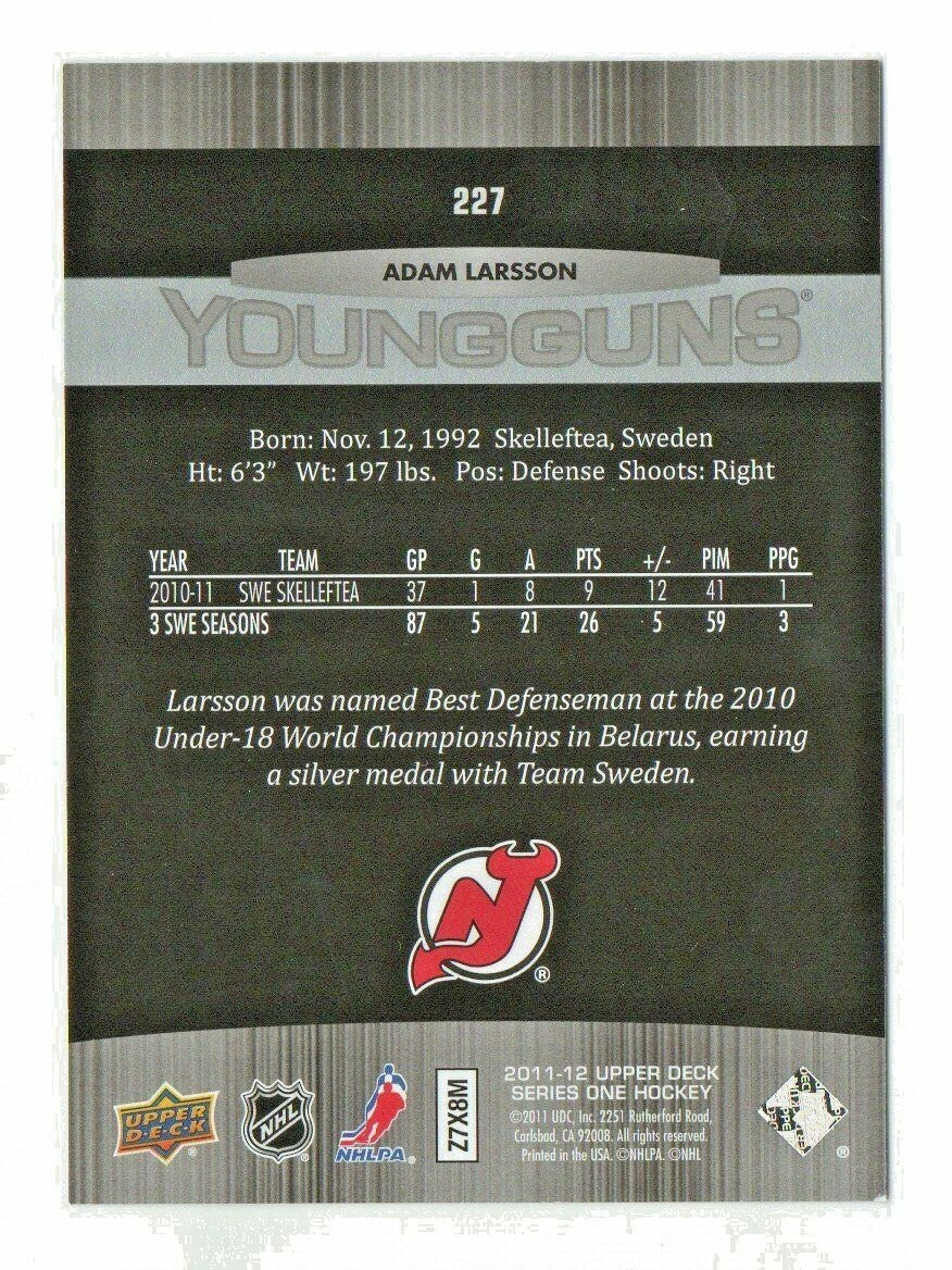Adam Larsson - 2011-12 UD Young Guns Rookie Card #530 New Jersey Devils 