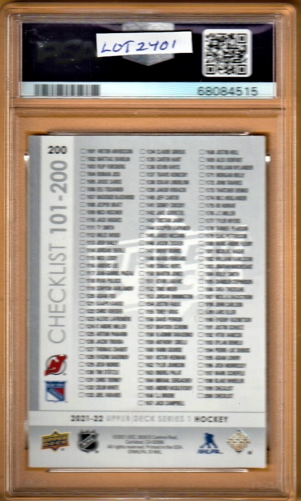 2021-22 Upper Deck  Hockey Checklist w/ Jack Hughes Lafreniere #200 PSA 8 NM-MT