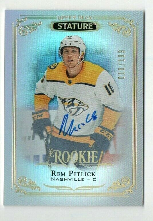 2019-20 STATURE ROOKIE AUTOGRAPH CARD 018/199 - REM PITLICK - Nashville