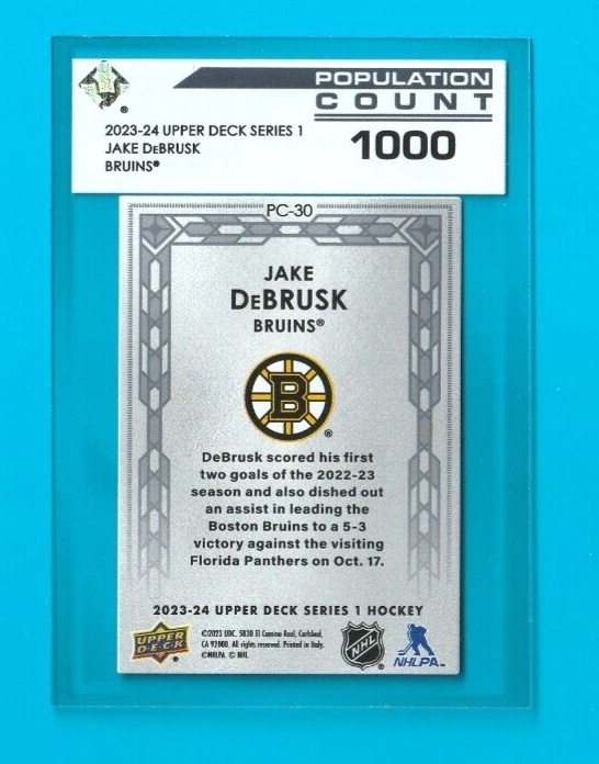 2023-24 Upper Deck Series 1  -  #PC-30   Jake DeBrusk  - Population Count 1000