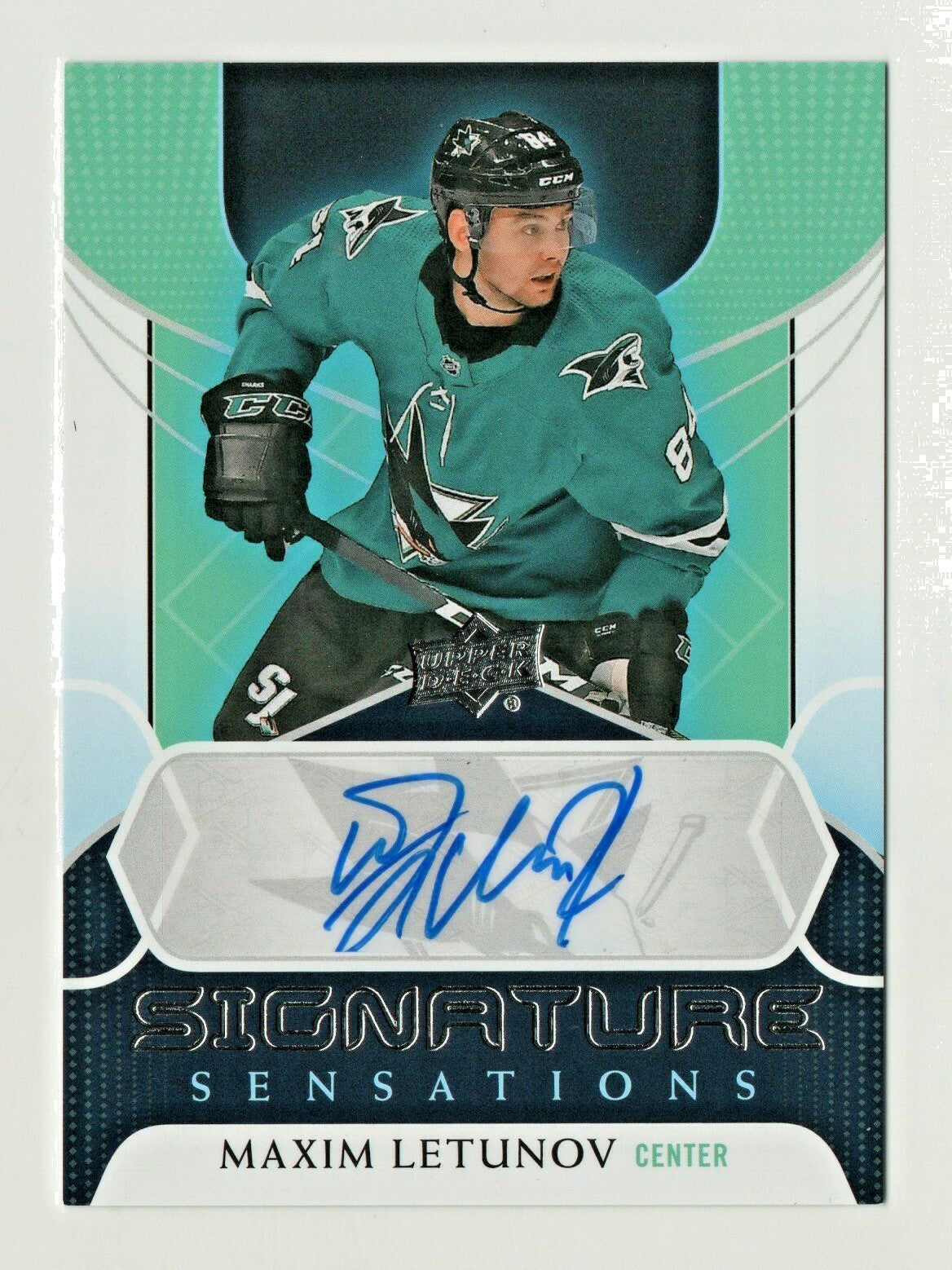 2020-21 UD Series 2 UD Signature Sensations Auto #SS-ML Maxim Letunov - Sharks