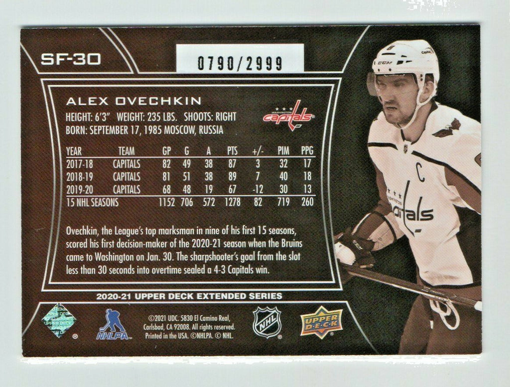 Alex Ovechkin 2020-21 Upper Deck Extended Series SPxFINITE #SF-30 CAPITALS /2999