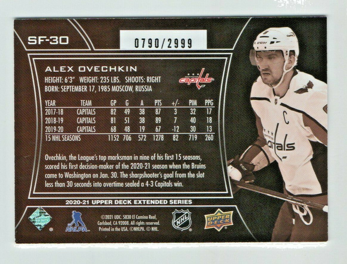 Alex Ovechkin 2020-21 Upper Deck Extended Series SPxFINITE #SF-30 CAPITALS /2999
