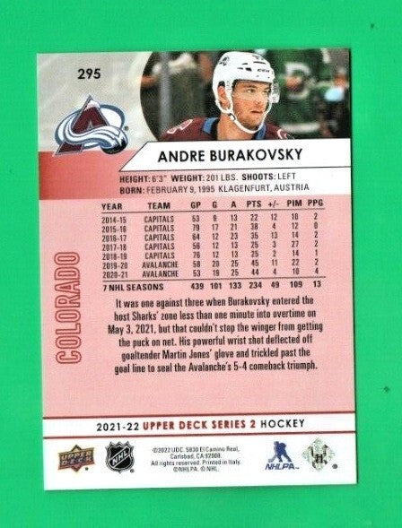  Andre Burakovsky 2021-22 Upper Deck Series 2 UD Exclusives #295 -   052/100  