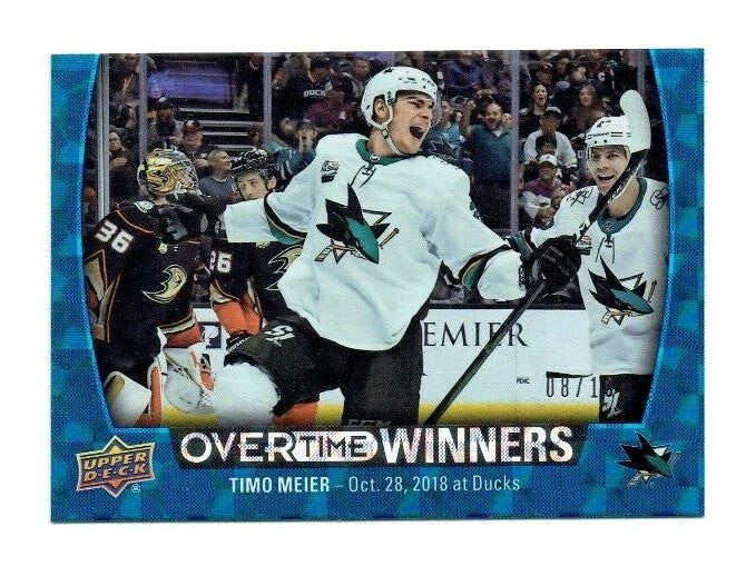 2019-20 UPPER DECK  OVERTIME WINNERS BLUE TIMO MEIER 8/10 San Jose Sharks