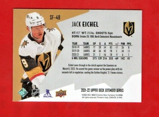 Jack Eichel  2021-22 UD Extended    SPxFinite Radiance (GOLD)  SF-38 --  053/799