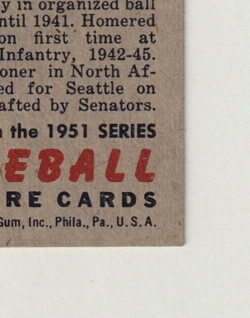 1951 Bowman #205:  -  MICKEY GRASSO   -   "Washington Senators"  NRMT-MT