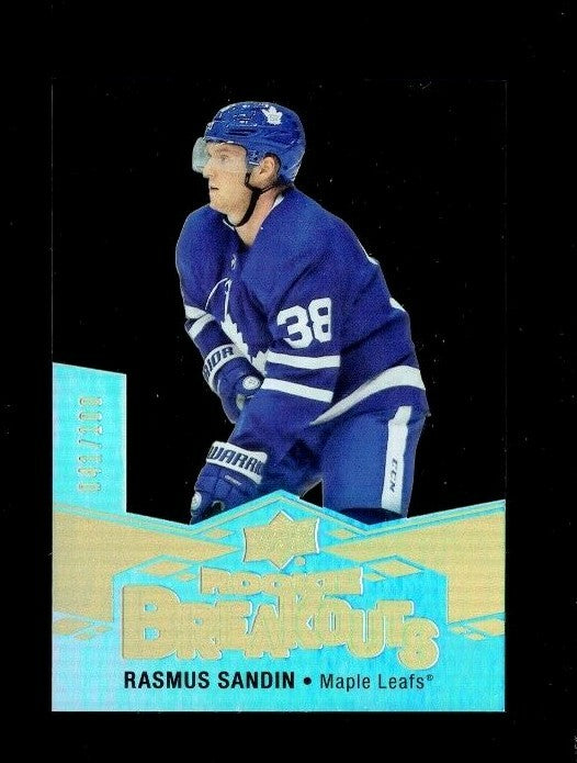 2019-20 Upper Deck Rookie Breakouts Rasmus Sandin #RB-18 #/100 - LEAFS