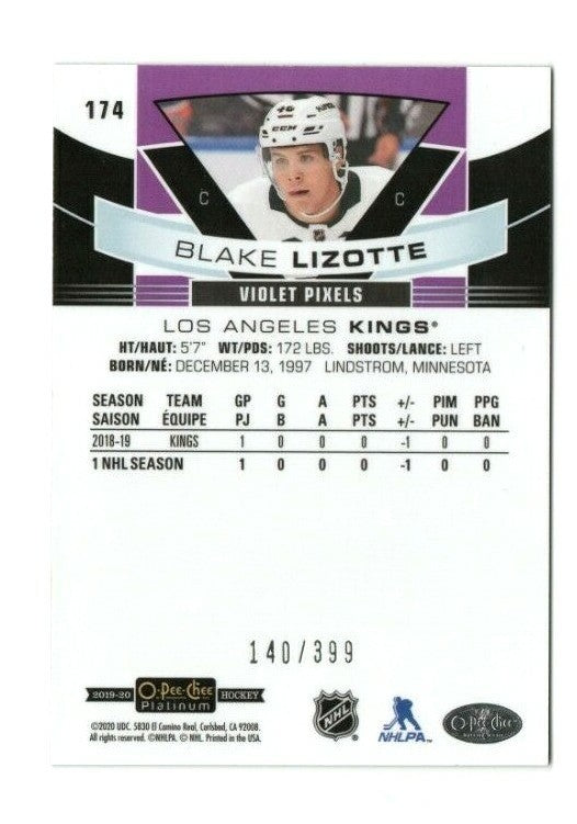 2019/20 OPC Platinum Marquee Rookies 140/399 Violet Pixels Blake Lizotte -Kings 