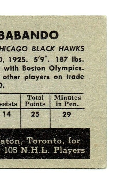 1952-53 PARKHURST #16 PETER BABANDO Chicago Black Hawks ---  BGS  BECKETT  PSA