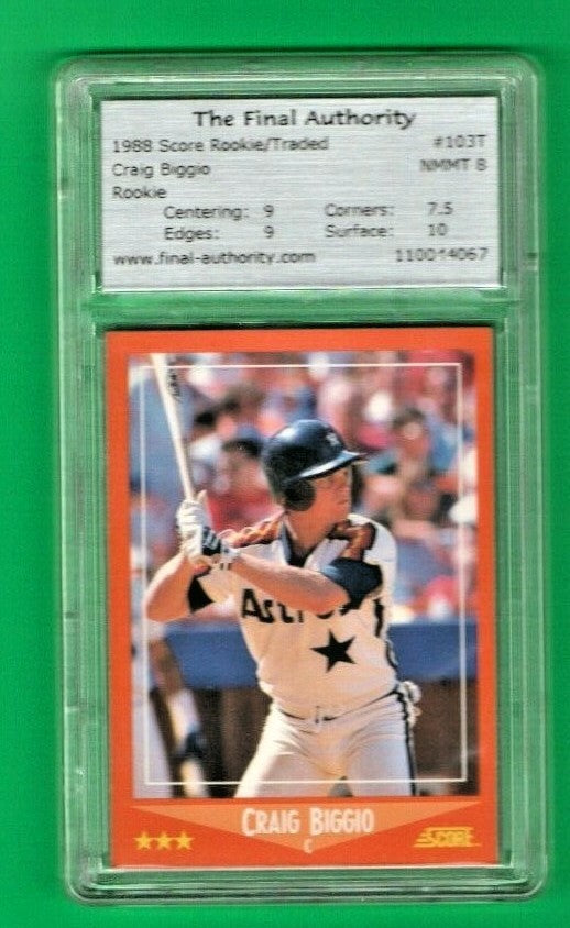 1988 Score Rookies & Traded   Craig Biggio  -  #103T Graded 8 with a 10 - HOF